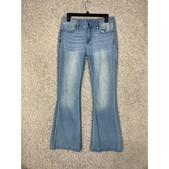 Vigoss Flare Jeans Womens 28 Light Blue Faded Denim Mid Rise - Picture 1 of 12